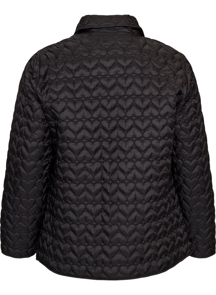 Lett polstret jakke med dekorativ quilting, Svart, Packshot image number 1
