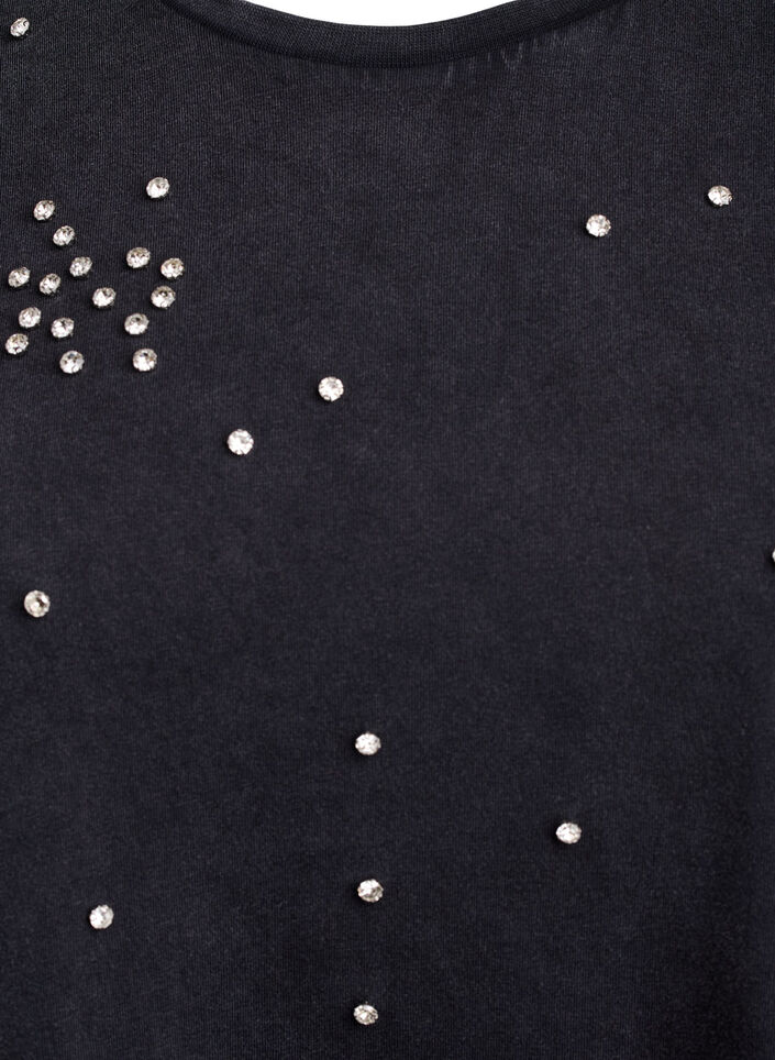 T-skjorte med rhinesteiner og vasket look, Grey Washed, Packshot