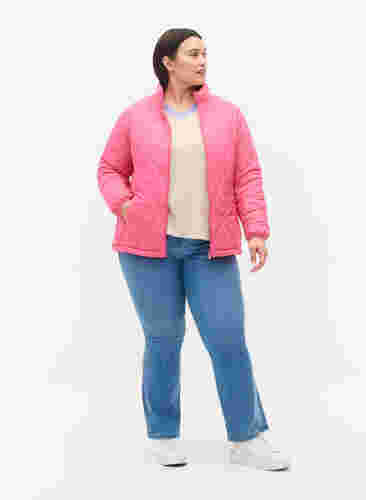 Quiltet jakke med glidelås og lommer, Hot Pink, Model image number 2