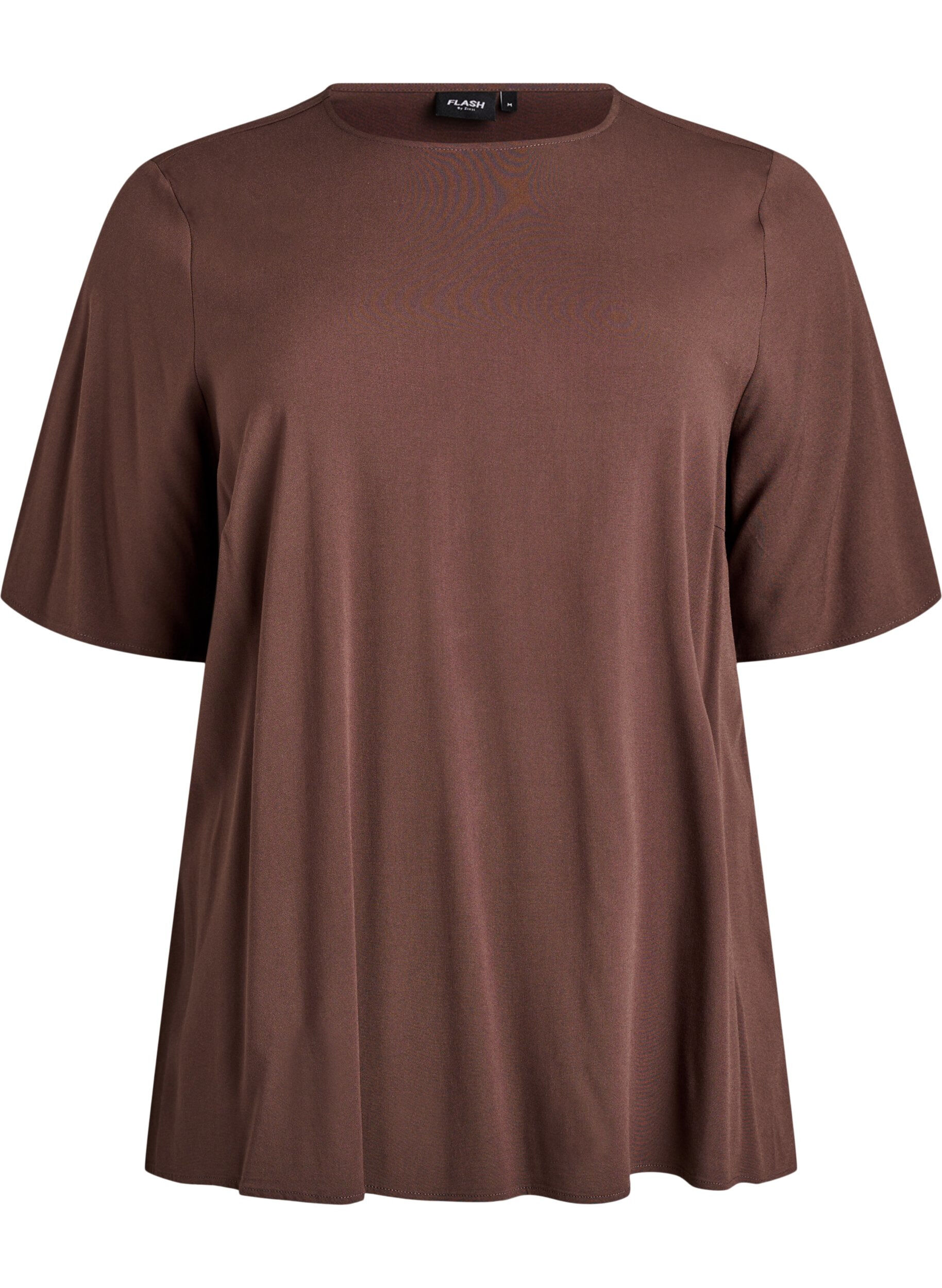 FLASH - Vevet bluse med korte ermer og rund hals
