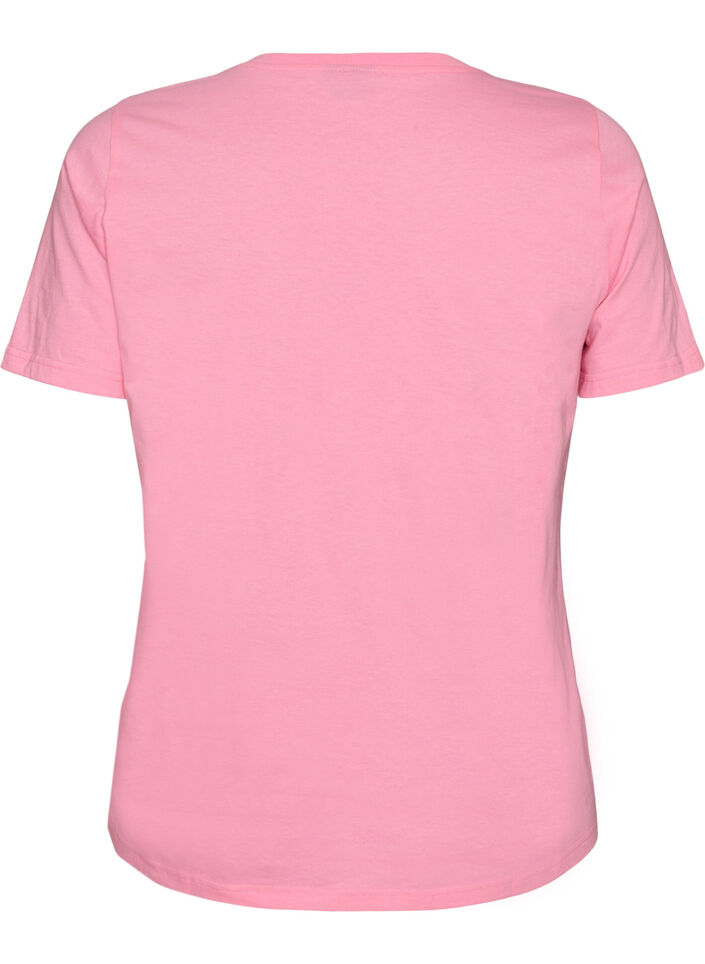 T-skjorte i &oslash;kologisk bomull med tomatprint, Rosa, Packshot image number 1
