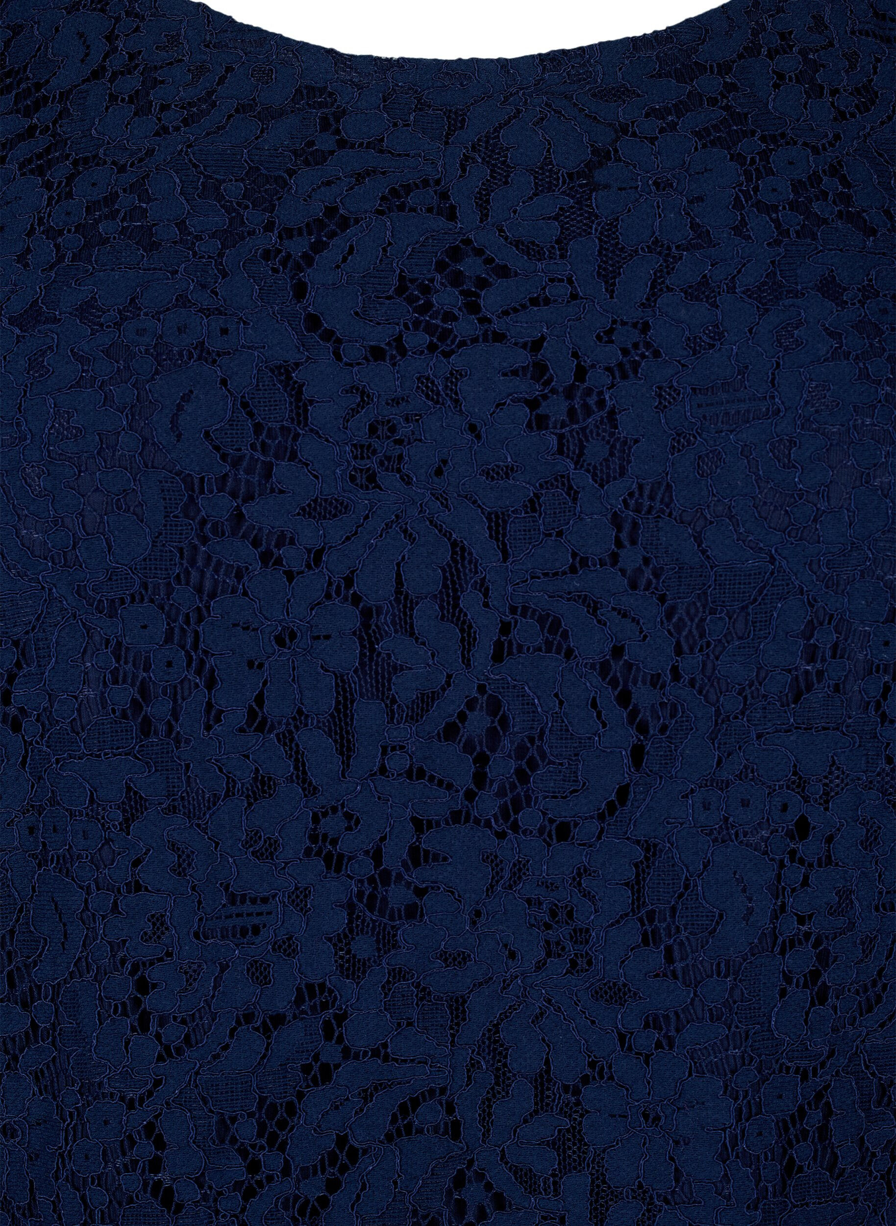 Zizzi Blondebluse med lange ermer, Navy Blazer, Packshot image number 2