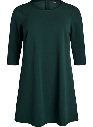 Zizzi FLASH - Kort A-linje kjole med 3/4 ermer, Grønn, Packshot image number 0