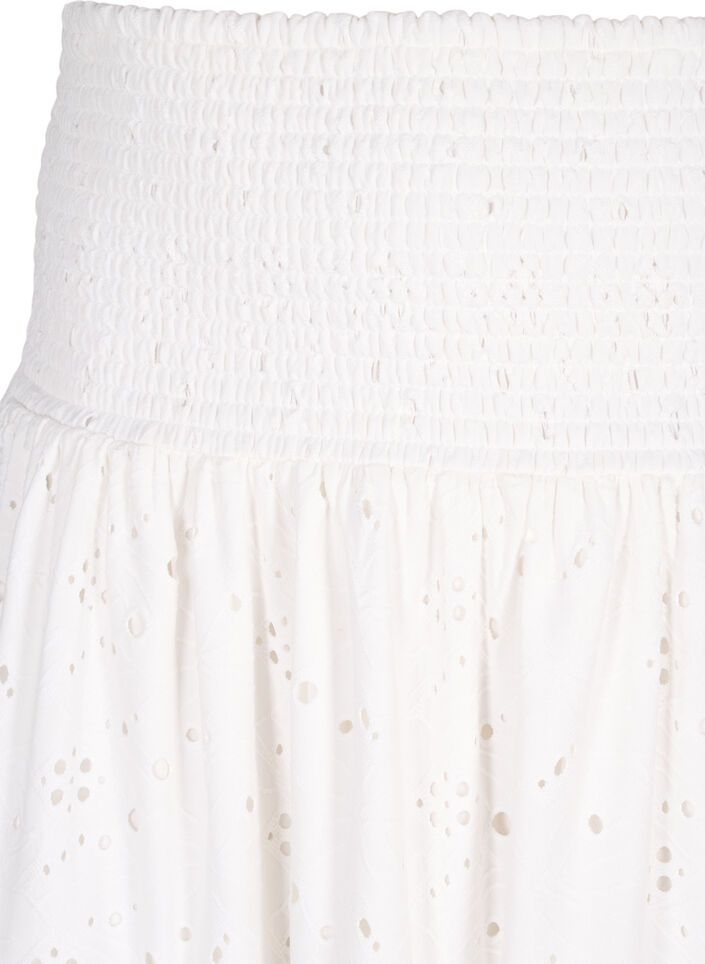 Skjørt med vaffelsøm og hullmønster, Bright White, Packshot image number 2