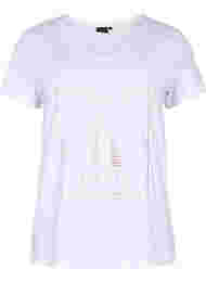 T-skjorte med trykk i bomull til trening , White w. inhale logo