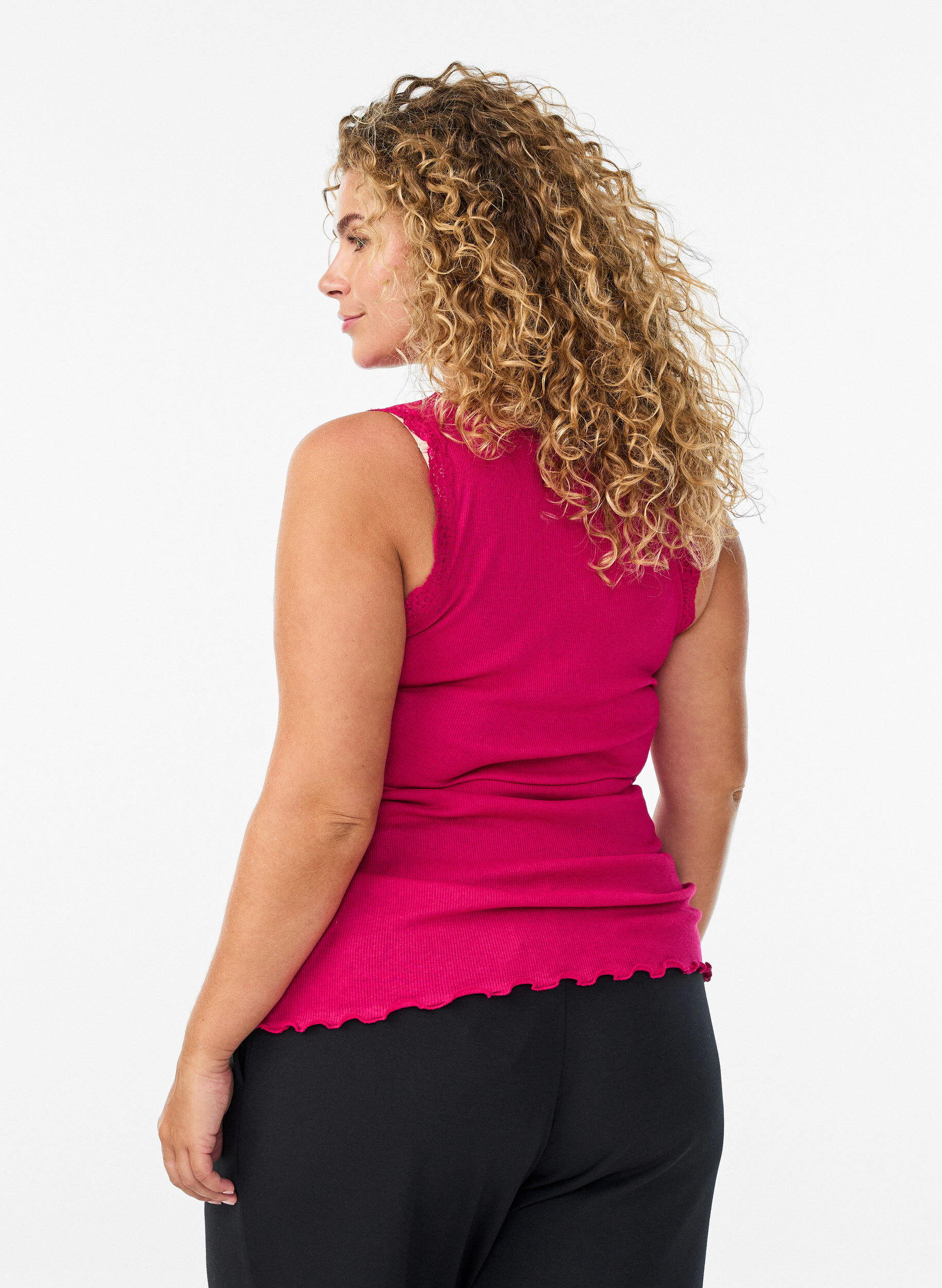 ZizziTopp med blondekant, Rosa, Model image number 2