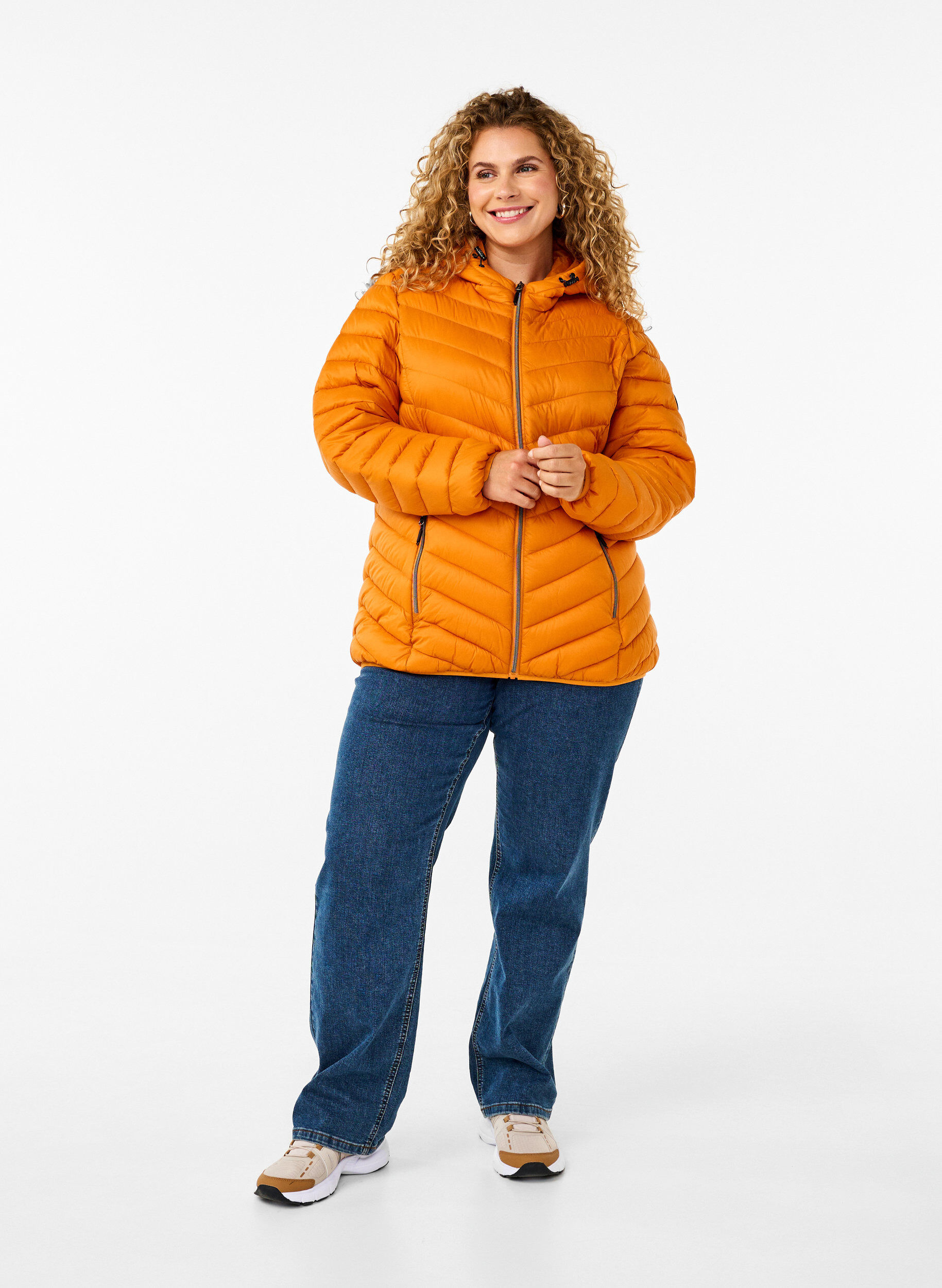 ZizziLett jakke med hette, Orange, Model image number 1