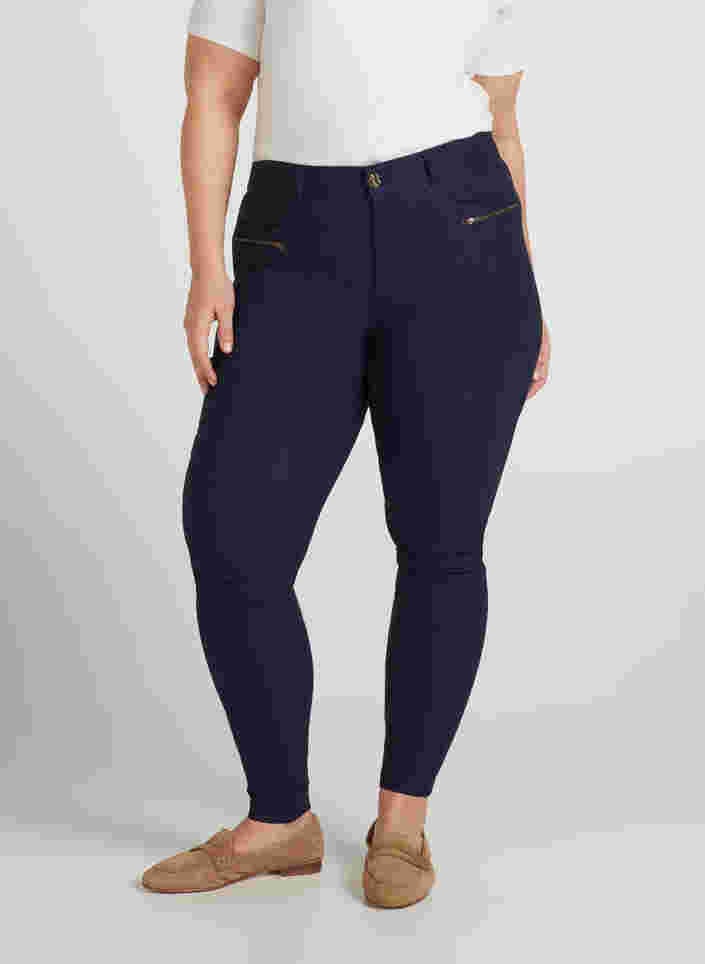 Tettsittende bukser med glidelåsdetaljer, Night Sky, Model image number 1