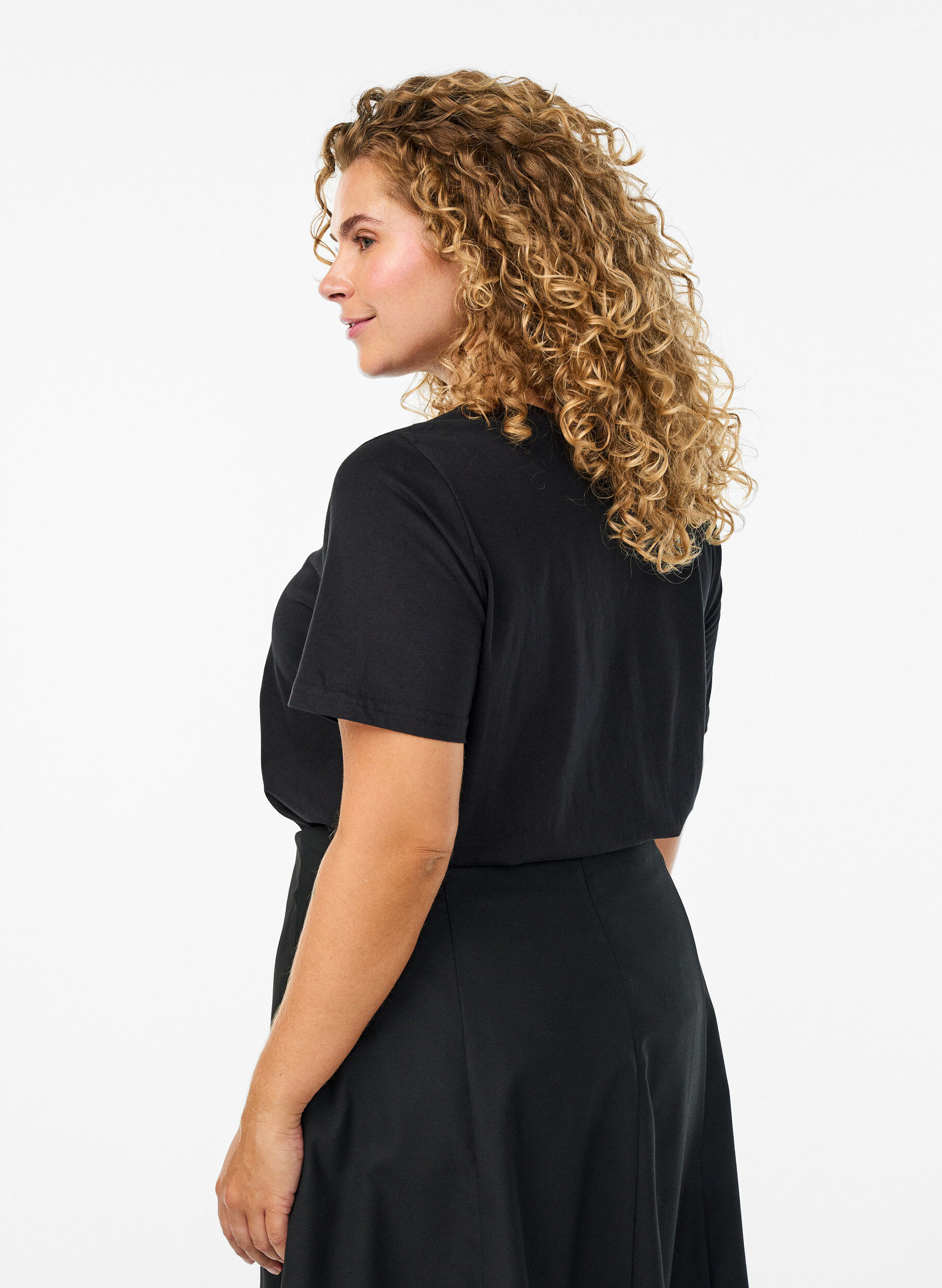 Zizzi T-skjorte med trykk, Svart, Model image number 2