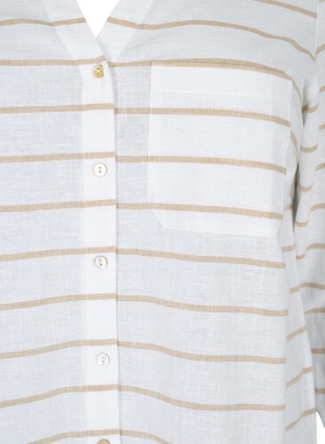 Skjortebluse med knappelukking, White Taupe Stripe, Packshot image number 2