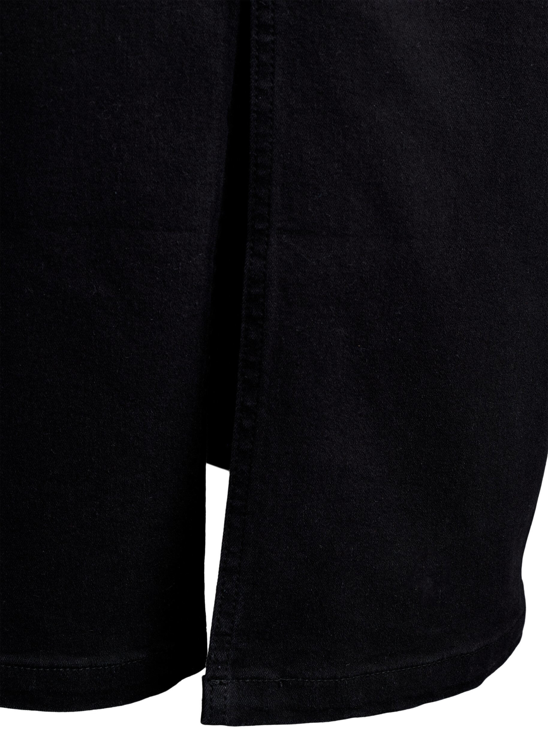 Zizzi FLASH - Midiskj&oslash;rt i denim med splitt foran, Svart, Packshot image number 4