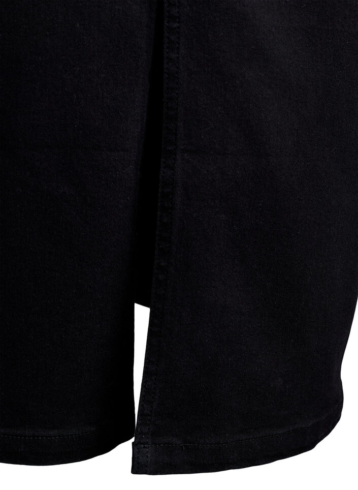 FLASH - Midiskjørt i denim med splitt foran, Svart, Packshot image number 4