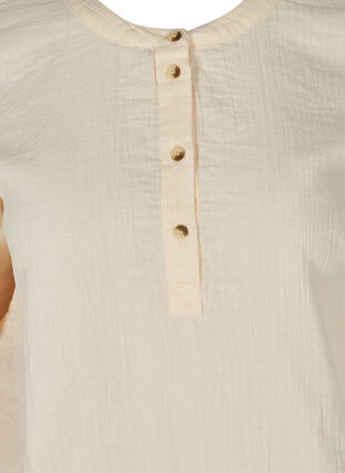Bomullsbluse med knapper og 3/4-ermer, Mother Of Pearl, Packshot image number 2