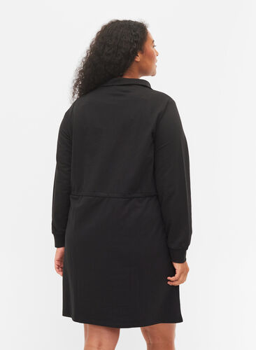 Kjole med glidelås og knyting, Black, Model image number 1