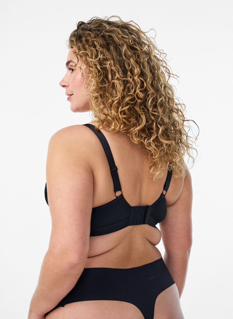 Ledningsfri BH med blonder, Svart, Model image number 2
