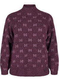 Strikket bluse med mønster og høy hals, Potent P. Mel. Comb Strikket bluse med mønster og høy hals