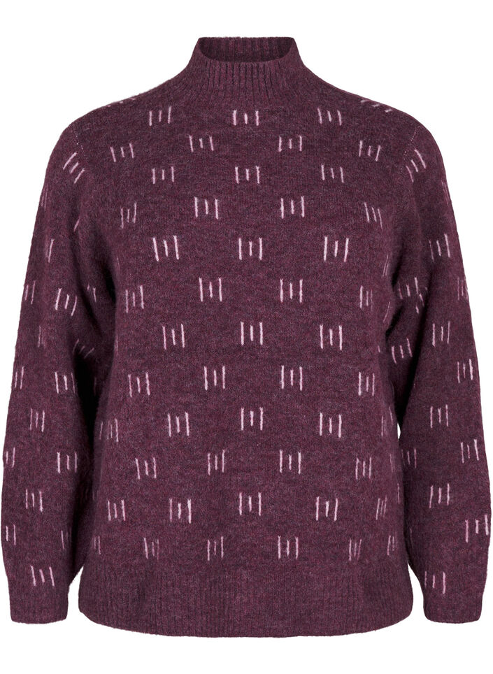 Strikket bluse med mønster og høy hals, Potent P. Mel. Comb, Packshot image number 0