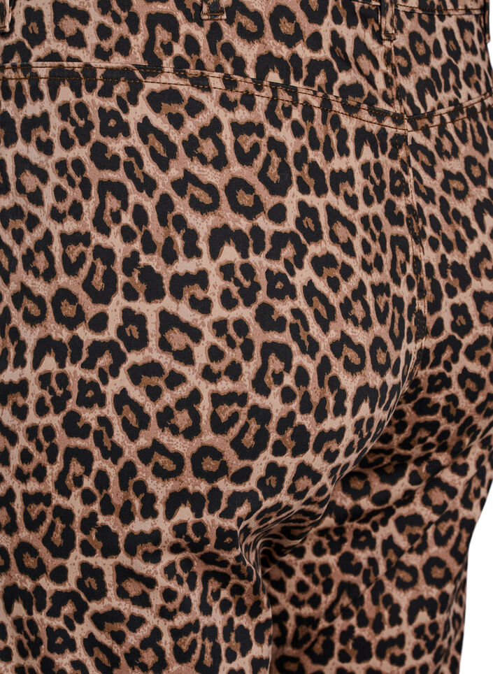 Leopardjeans med regular fit og vanlig midje, Brun, Packshot image number 3