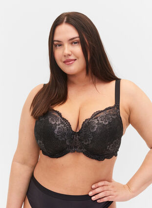 Zizzi Vattert blonde-BH med bøyle, Black, Model image number 0