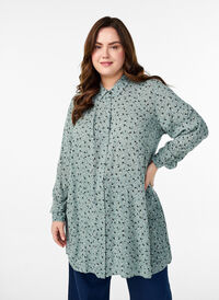 Lang skjorte med blomstertrykk, Ch.Green Small F.AOP Lang skjorte med blomstertrykk, Ch.Green Small F.AOP, Model