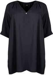 Viskose tunika med 3 / 4 ermer, Black