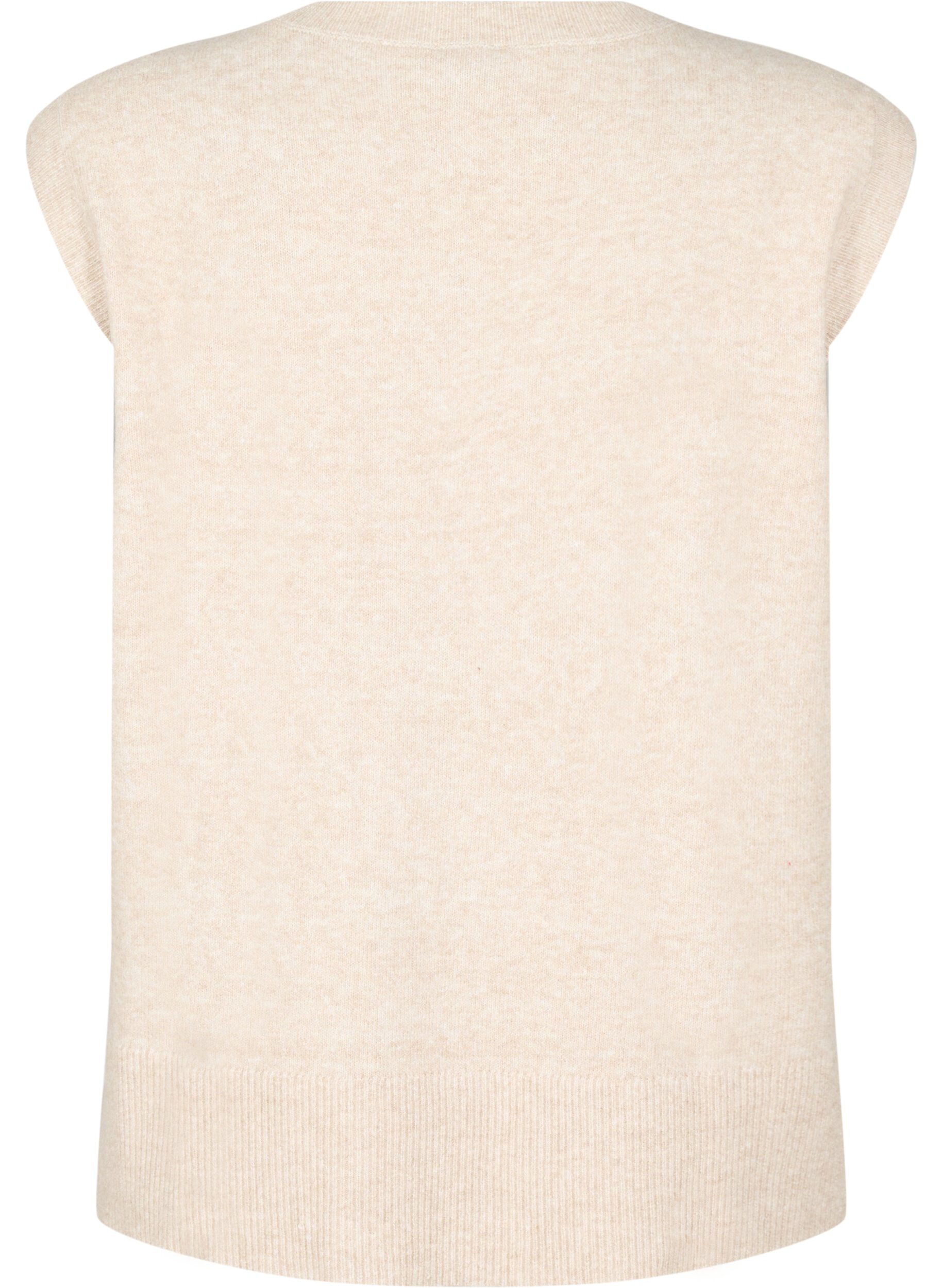 ZizziStrikket vest med ribbestrikkede kanter, Beige, Packshot image number 1