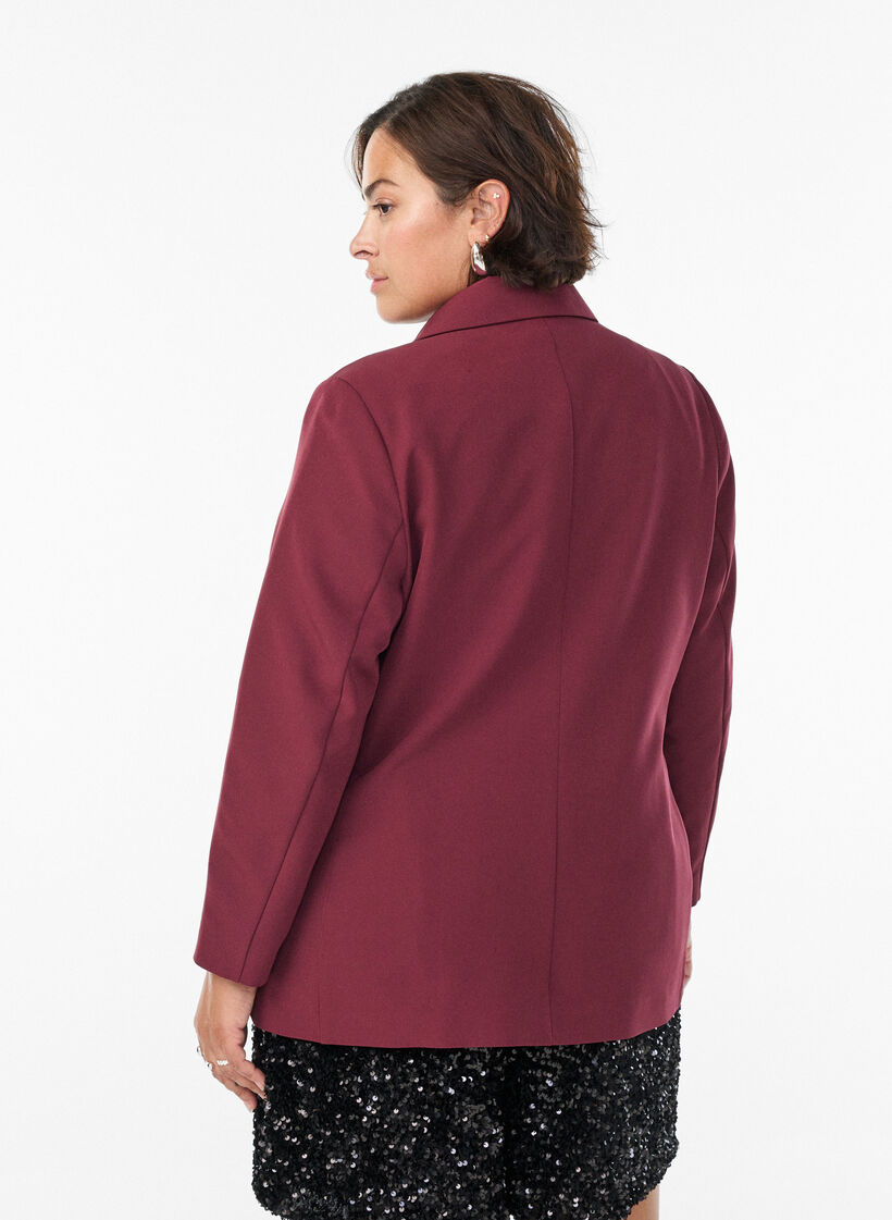 Klassisk blazer med knappelukking, Rød, Model