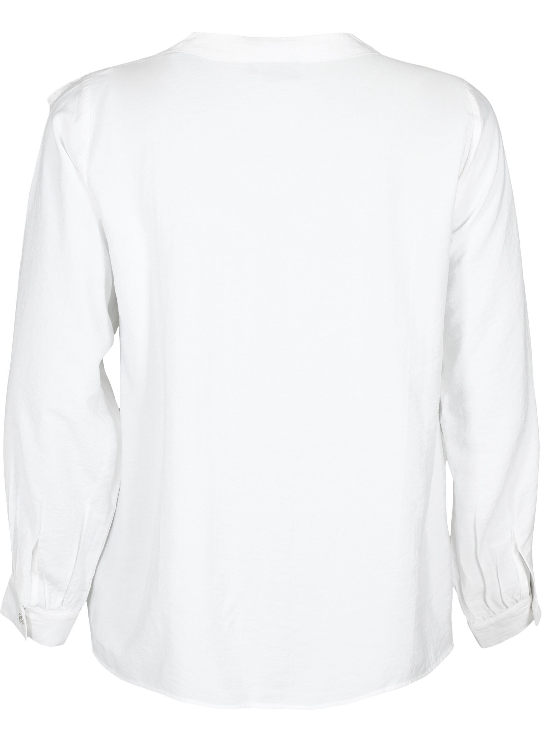 Zizzi Skjortebluse i viskose med volanger, Bright White, Packshot image number 1