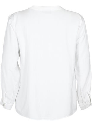 Skjortebluse i viskose med volanger, Bright White, Packshot image number 1