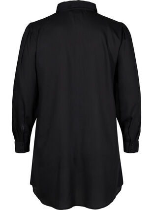 Lang skjorte med perledetaljer, Black, Packshot image number 1