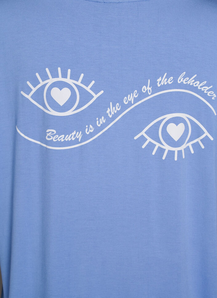 Løs natt-t-skjorte i viskose, Blå, Packshot image number 3