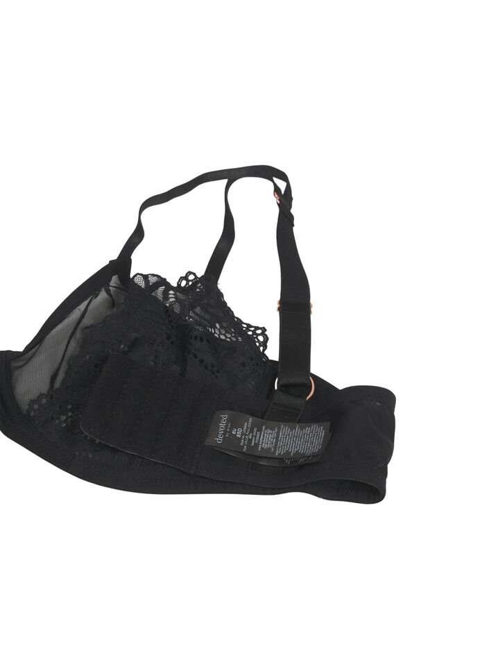 Bh med full dekning, blonder og mesh, Black, Packshot image number 3