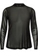 Tett sittende meshbluse med lange ermer, Svart, Packshot image number 0