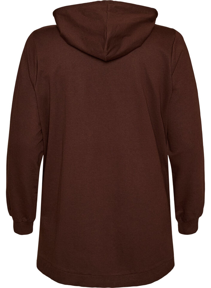 Hettegenser med frott&eacute;tekstmotiv, Brun, Packshot image number 1