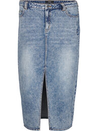 Denim maxiskjørt med splitt foran, Blue Denim washed