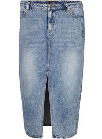 Denim maxiskjørt med splitt foran, Blå Denim maxiskjørt med splitt foran