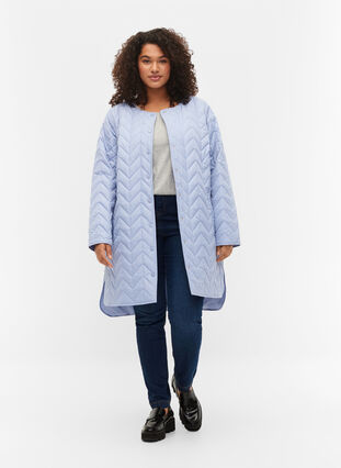 Quiltet jakke med knapper, Eventide, Model image number 2