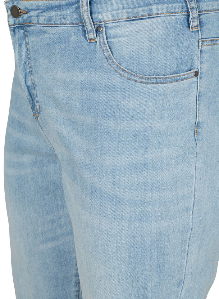 7/8 jeans med oppbrettede kanter og høy midje, Blå, Packshot image number 2