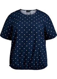 Bomullsbluse med trykk og korte ermer, Navy Blazer Dot