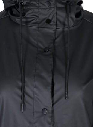 Zizzi Regnjakke med hette og knappelukking, Black, Packshot image number 2