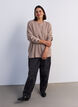 Strikket bluse med ribbestruktur og knappdetaljer, Beige, Model image number 1