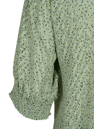 Prikkete bluse med 1/2 ermer, Seagrass Dot, Packshot image number 3