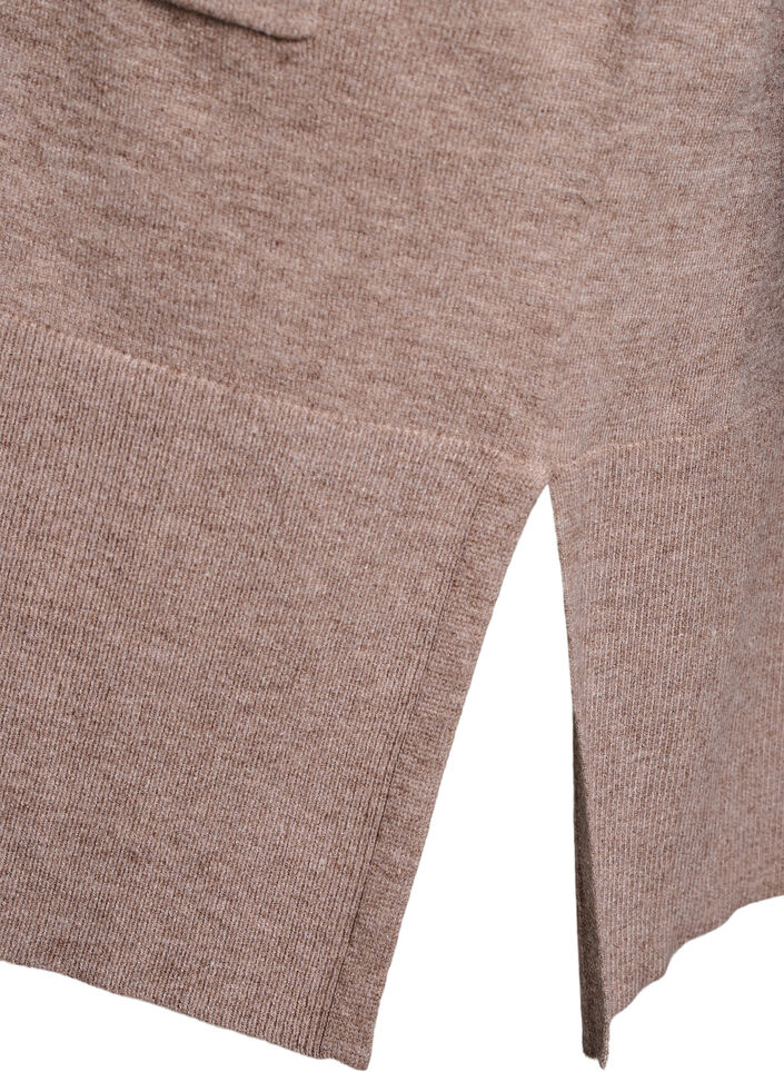 Lang strikket cardigan med lommer, Fossil w. TNT Mel. , Packshot image number 4