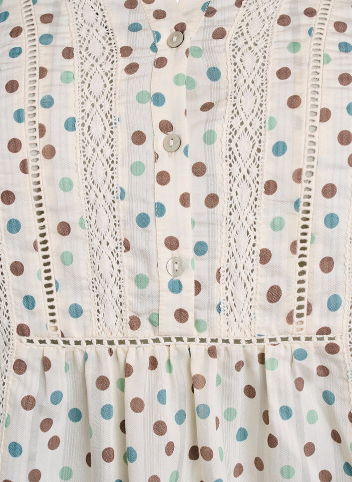 Bluse med trykk og 1/2 ermer, Hvit, Packshot image number 2