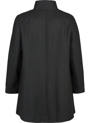 Høyhalset jakke med knapper, Black, Packshot image number 1
