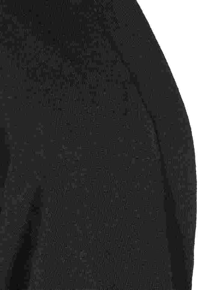 Strikket cardigan med splitter og en ribbet struktur, Black, Packshot image number 2