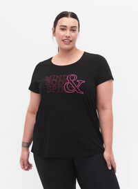 T-skjorte til trening med trykk, Black w. Mind/Body, Model