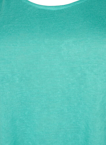 Topp med struktur og rund hals, Turquoise, Packshot image number 2