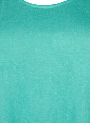 Topp med struktur og rund hals, Turquoise, Packshot image number 2