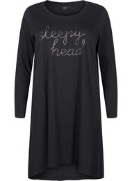 Langermet nattkjole i økologisk bomull, Black Sleepy Head